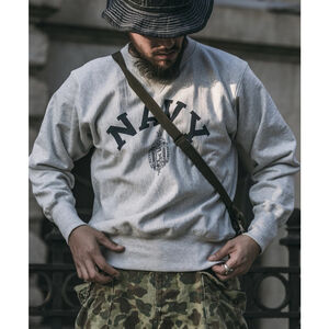 Bronson US Naval Academy Sweatshirts 580g Retro Men Solid Reverse Weave Pullover